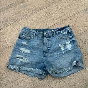Ultra High Waisted Ripped Denim Shorts - SZ 14